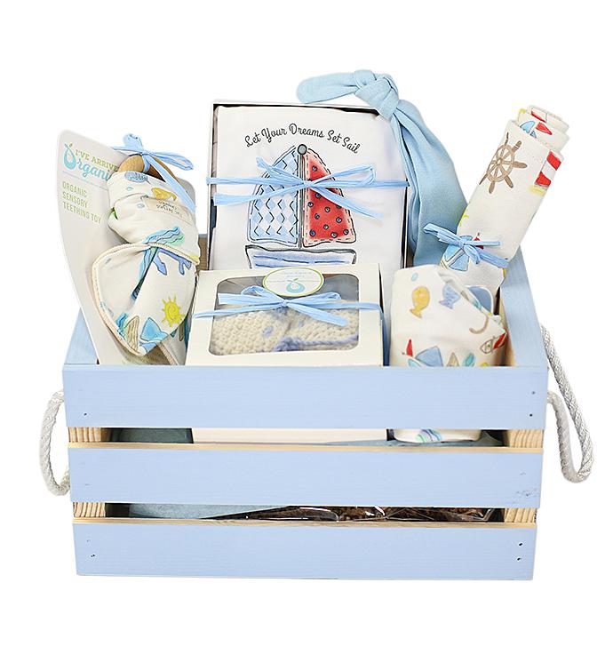 Personalized Organics Gift Basket in Blue